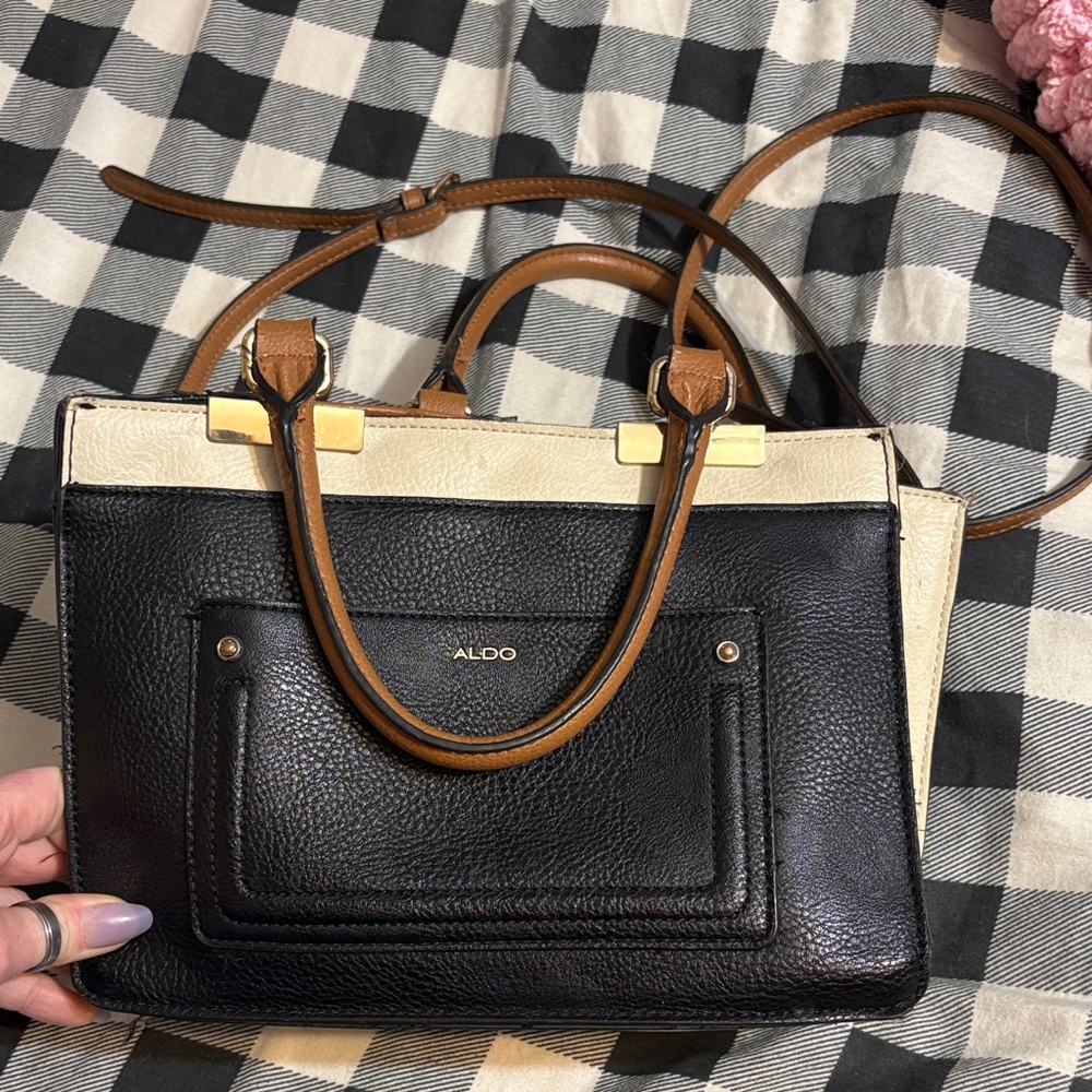 Aldo Elegant Black and Cream Satchel